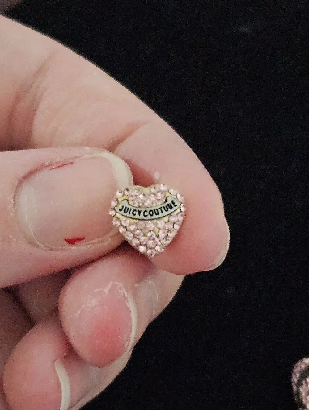 Juicy Couture Pink Crystal Heart Stud Earrings
